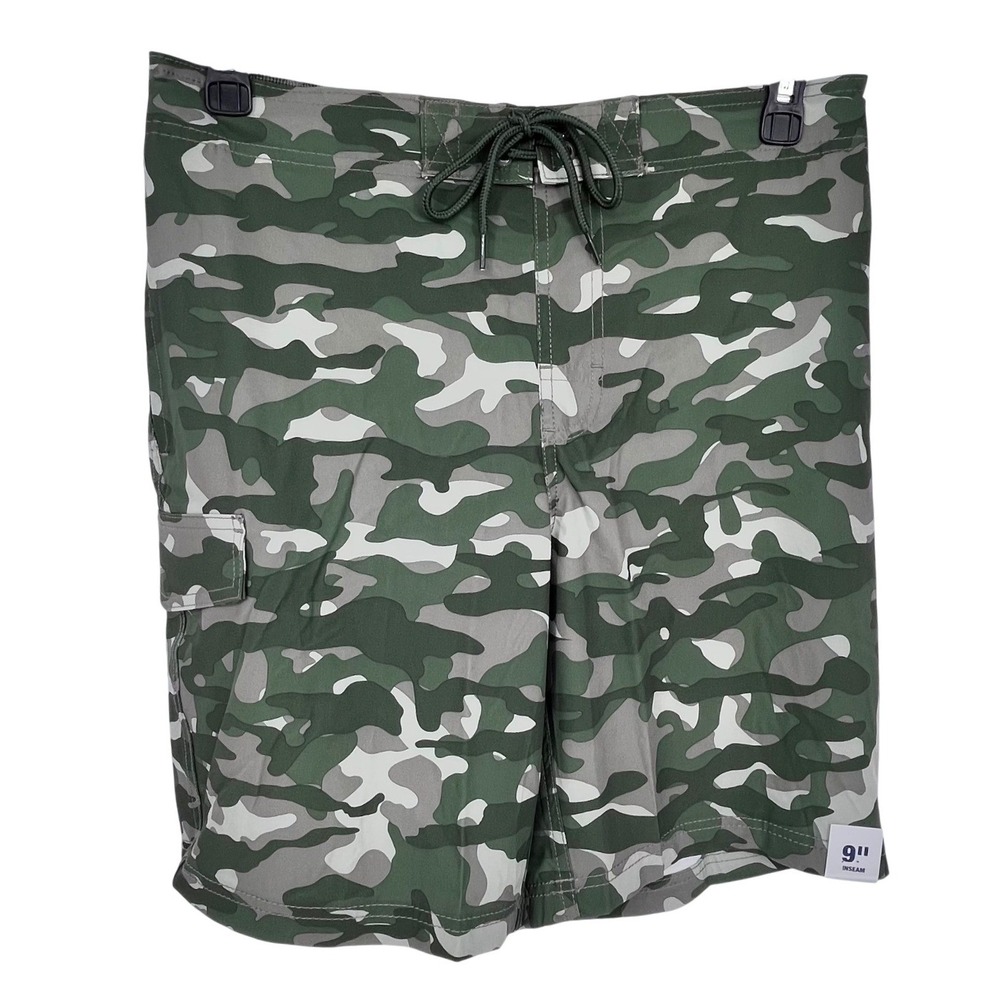 George Board Trunks Mens Medium M 32-34 Green Camo 9" Inseam Quick Dry UPF 50+